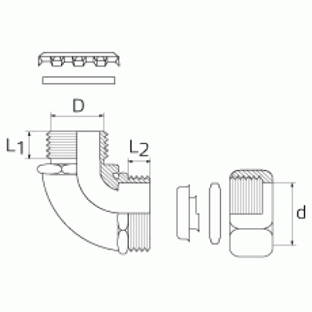 КВТ Муфта ВМ(90°) 25 вводная для подсоединения металлорукава 61381 KVT КВТ Муфта ВМ(90°) 25 вводная для подсоединения металлорукава 61381 KVT