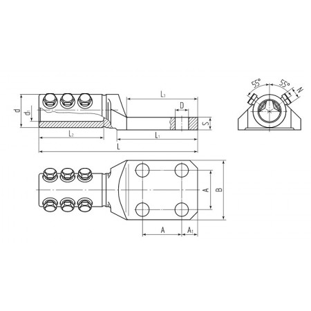 КВТ Наконечник болтовой для электротранспорта 6НБТ-630 78401 KVT КВТ Наконечник болтовой для электротранспорта 6НБТ-630 78401 KVT